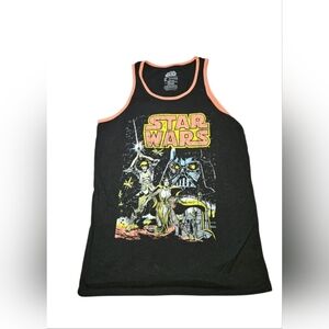 Used, Medium Mens Tank Top, Retro Graphic On Front, Black & Multi-Colored